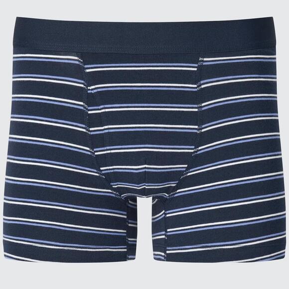 Uniqlo Set of 2 Cotton Boxer Briefs Gray & Navy Striped Medium - Picture 1 of 6
